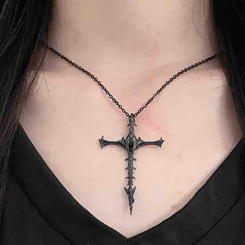 2025 gothique Punk croix pendentif collier pour femmes hommes Vintage unisexe argent noir Hip-Hop chaîne mode bijoux accessoires cadeau