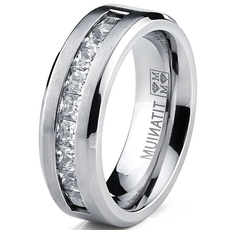 Bagues en acier inoxydable plaqué argent pour hommes, bague cubique carrée, accessoires de bijoux, savoir chaud, vente en gros, taille 7-13