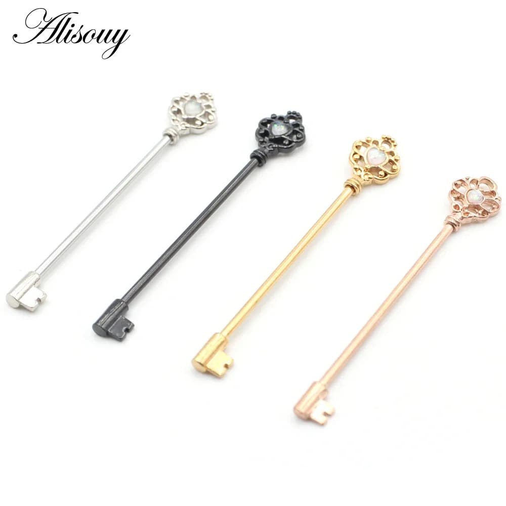 Alisouy 1 pièce Piercing barbell industriel style clé pour l'oreille, avec opale, pour cartilage, bijou de corps