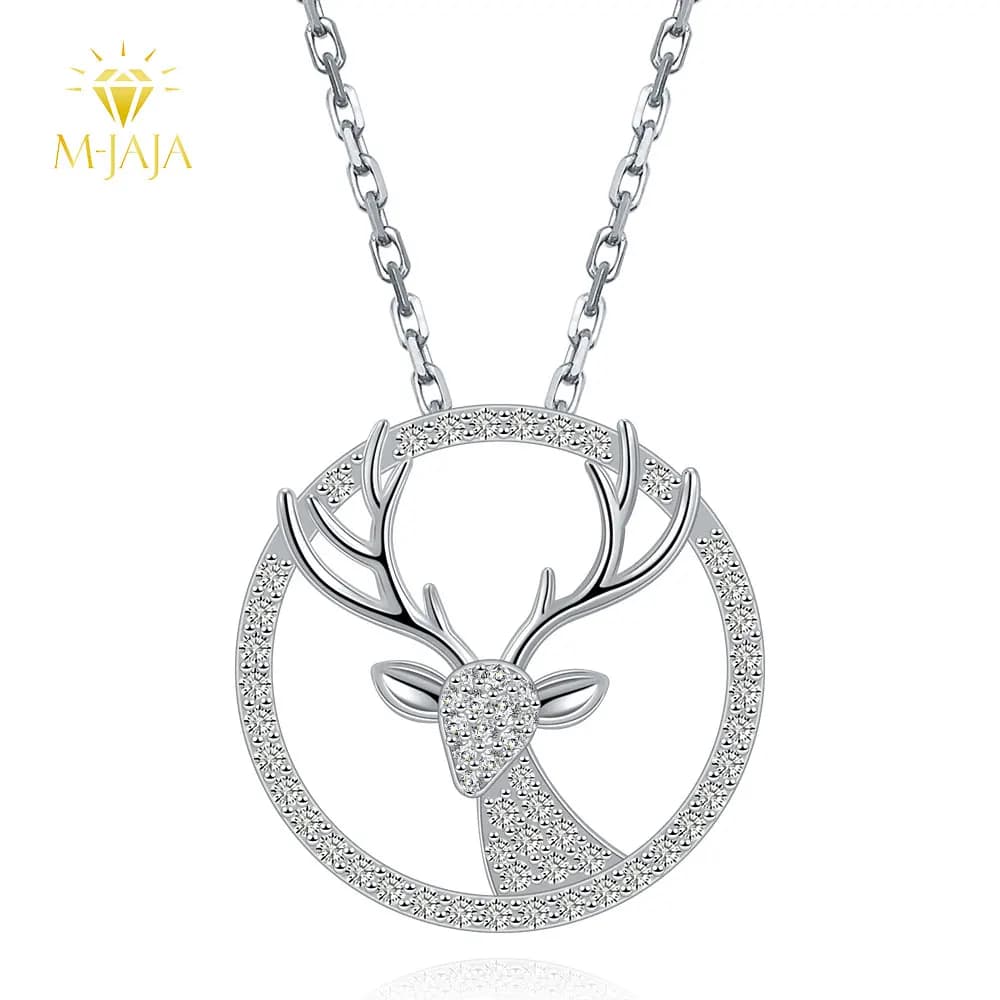 M-JAJA Moissanite cerf pendentif collier S925 en argent Sterling collier ras du cou pour les femmes plaqué or clavicule chaîne bijoux fins
