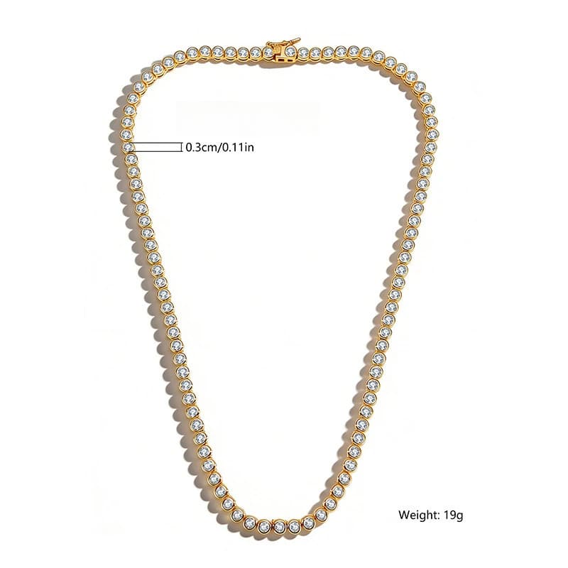 Collier tendance en or 14 carats avec diamants de laboratoire de 3 mm, colliers de fête et de mariage pour femmes, bijoux de mariée, collier tennis, cadeau