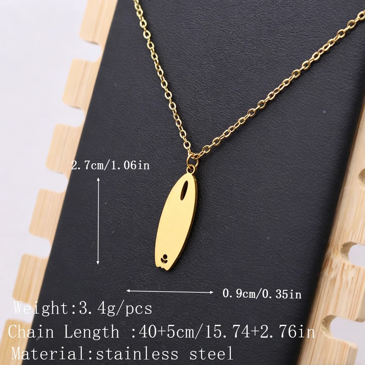 Kinitial – collier avec pendentif en forme de planche de surf en acier inoxydable, chaîne à breloques pour sports nautiques, bijoux nautiques de plage, cadeau pour femmes