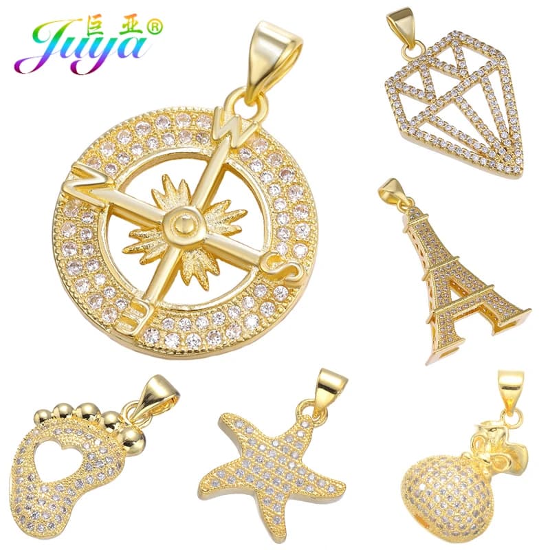 Juya-Breloques boussole à paillettes élégantes