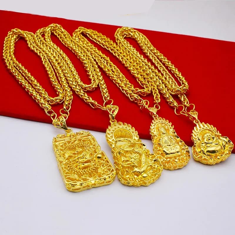 Collier pour homme en or véritable 24 carats