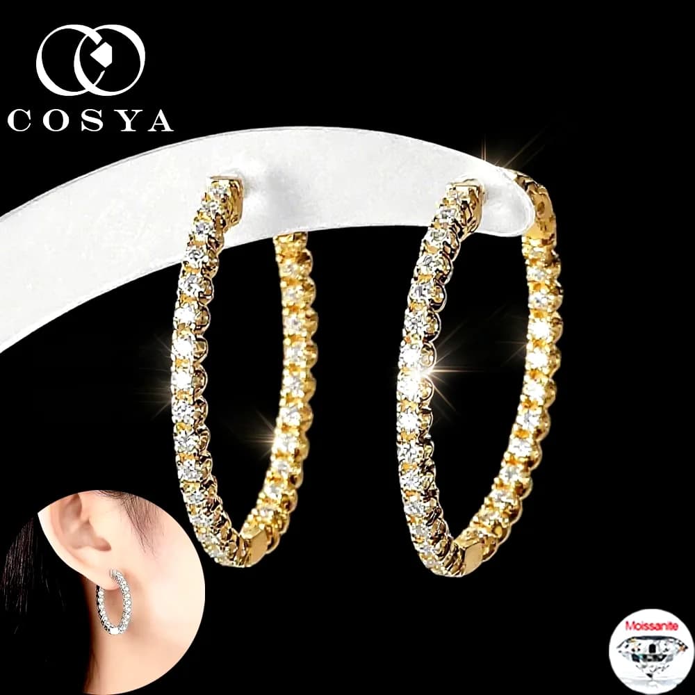 COSYA – boucles d'oreilles en moissanite pour femmes, 1.8mm, 100% argent S925, or 18K, diamants de laboratoire, bijoux fins pour mariage, cadeau