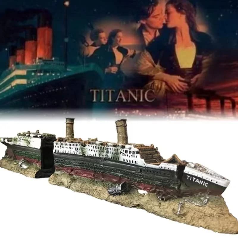 Décorations de navire Titanic d'aquarium, décorations de navire en résine, ornement de navire enfoncé pour aquarium, environnement d'aquarium