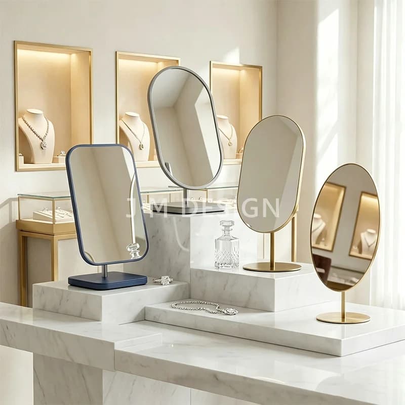 Miroir de table de luxe haute définition en acier inoxydable avec support, idéal pour les bijouteries – Miroir de beauté de luxe, vente chaude