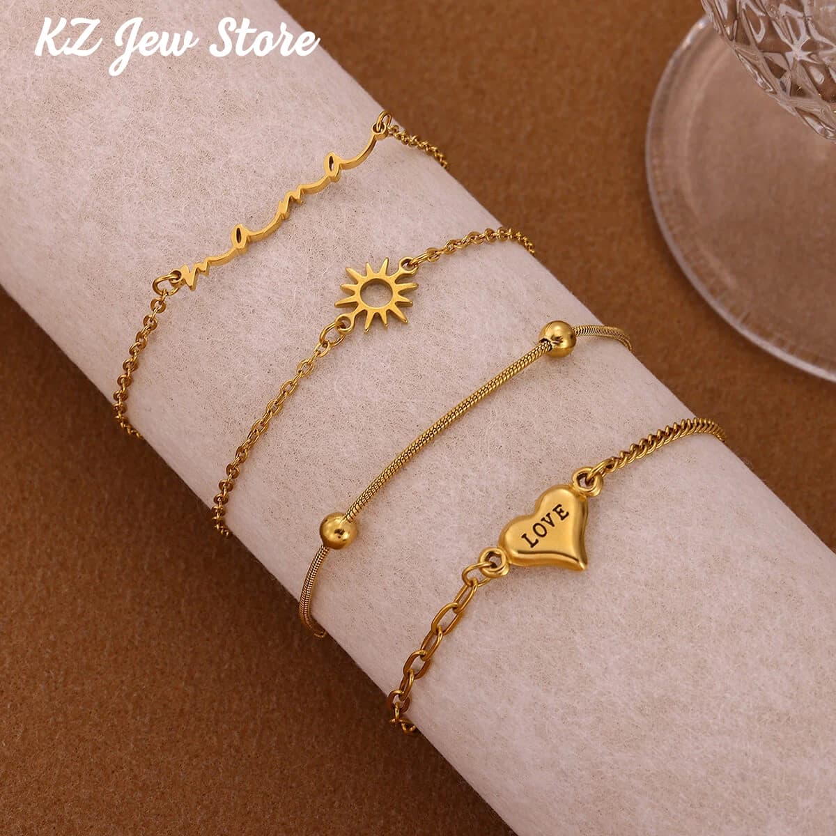 Bijoux de fête des mères pour femmes, couleur or, Bracelet en acier inoxydable, lettres délicates pour maman, lien réglable, soleil élégant, cadeau pour maman