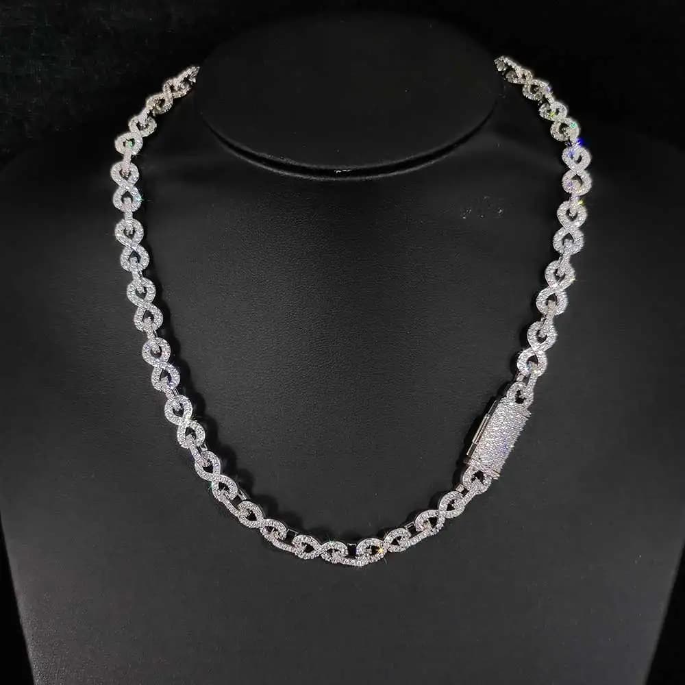 Collier Hip Hop Bling 8 caractères pour hommes et femmes, collier à maillons cubains glacés, bijoux en cristal pavé, MF ite, 6mm