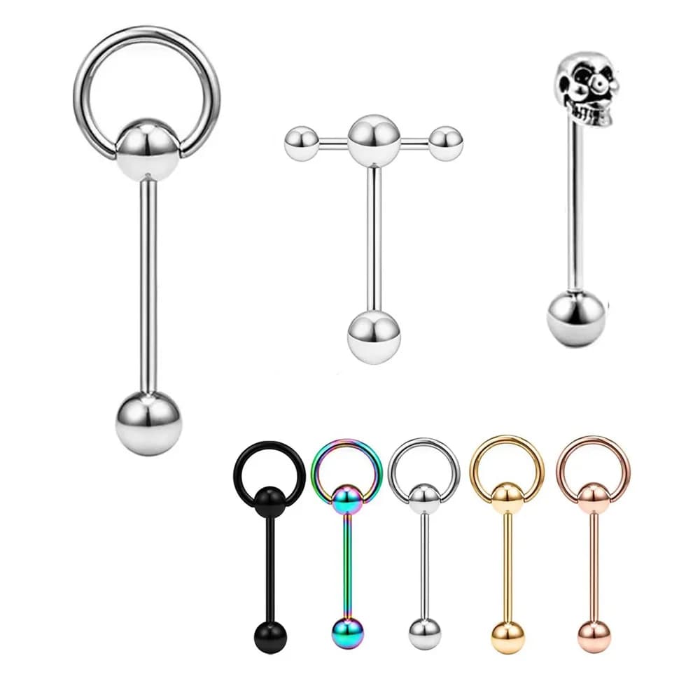 Anneau de langue en acier inoxydable 316L pour femmes et hommes