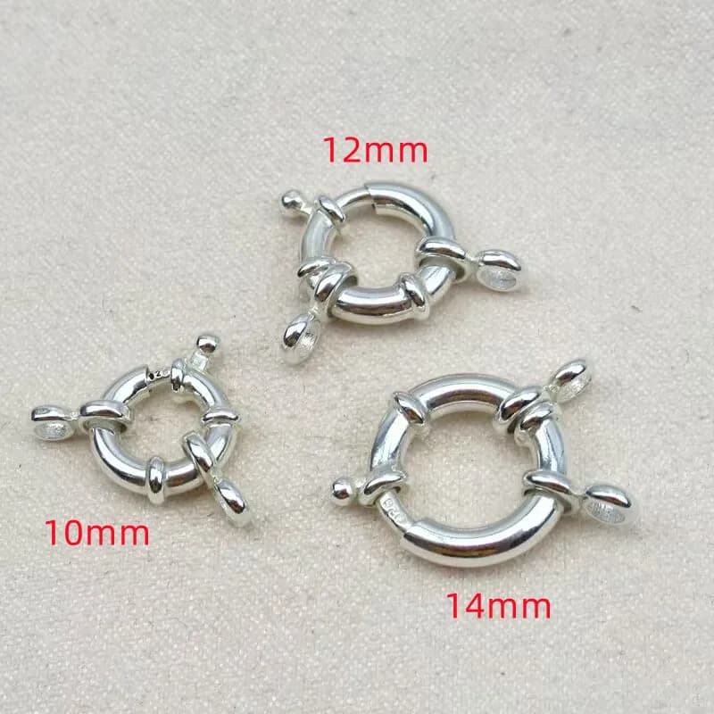 1 pièce Fermoir de collier en argent sterling 925 massif, ressort 10/12/14mm avec anneau marin mobile à 1 brin pour bracelet et bijoux DIY