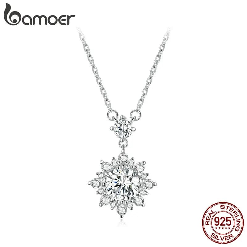 BAMOER-Collier Halo Moissanite pour Femme, 1 Carat Lab Grown Diamond, Argent Sterling 925, JONecklace