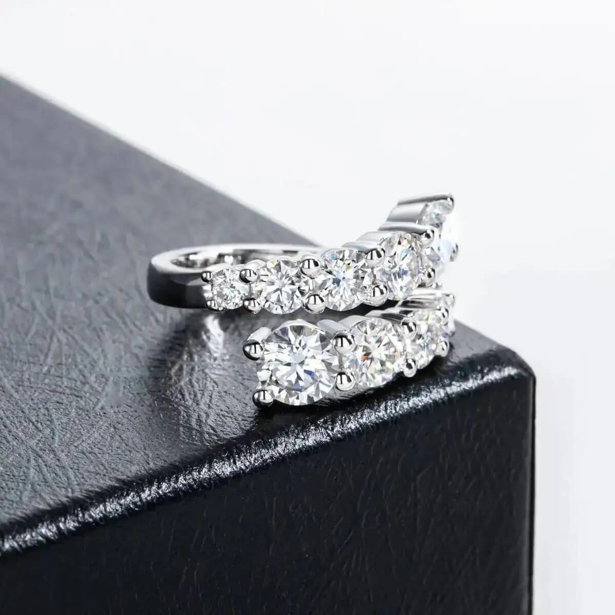 Bagues en Moissanite avec 10 Pierres pour Femme, Diamant de Laboratoire Éclatant et Impeccable, Alliance de Mariage en Argent Sterling S925, Bijoux