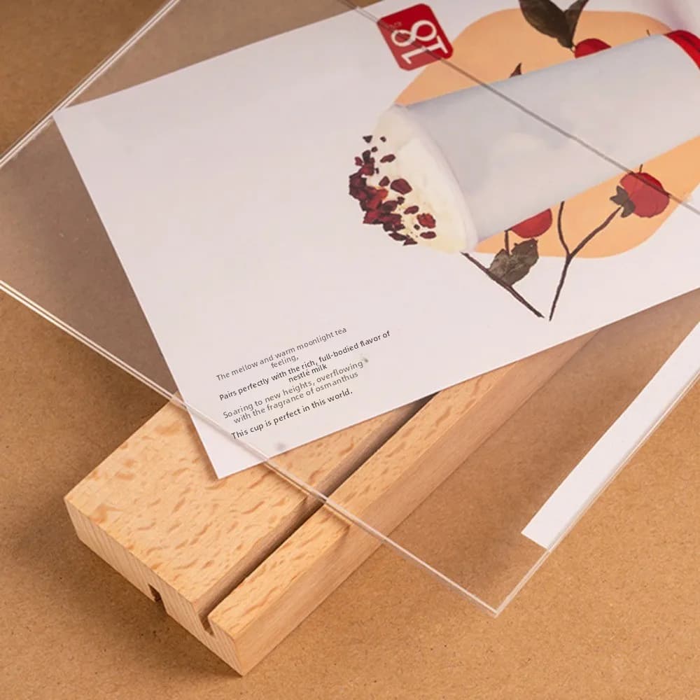 Présentoir de papier pour Menu à rainure inclinée/droite, 2 utilisations, support de panneau de Menu A4 réutilisable avec Base, support de numéro de Table en acrylique pour bureau