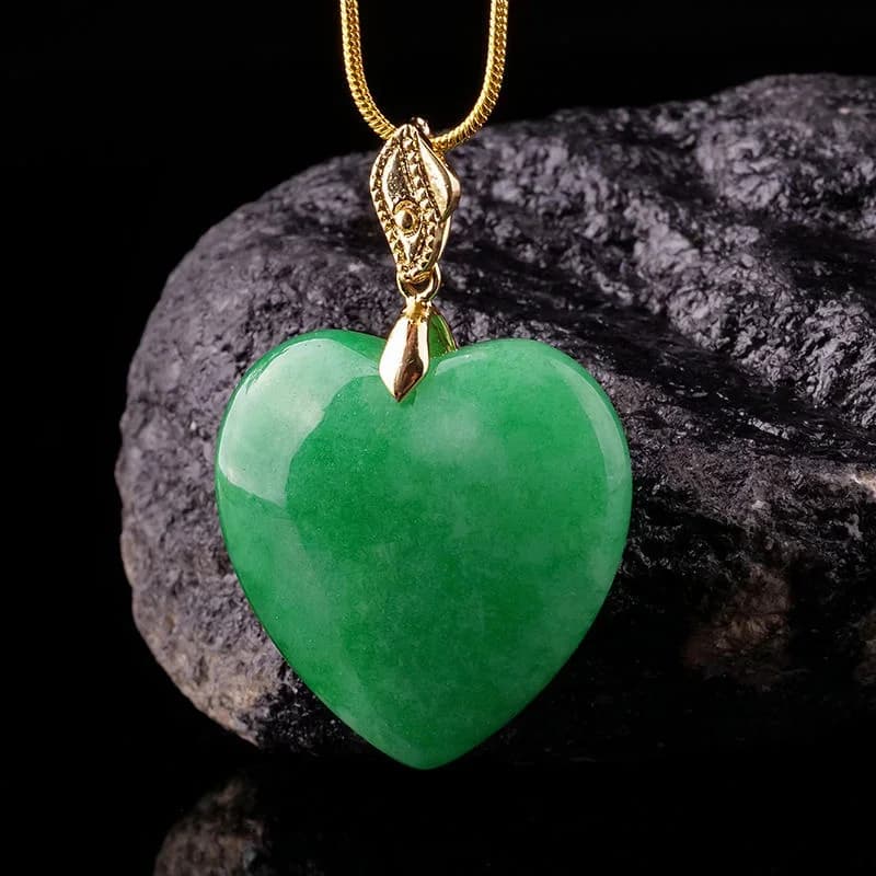 Jade coeur collier pendentif pierre chanceux naturel mode charme colliers vert luxe bijoux accessoires homme véritable jadéite