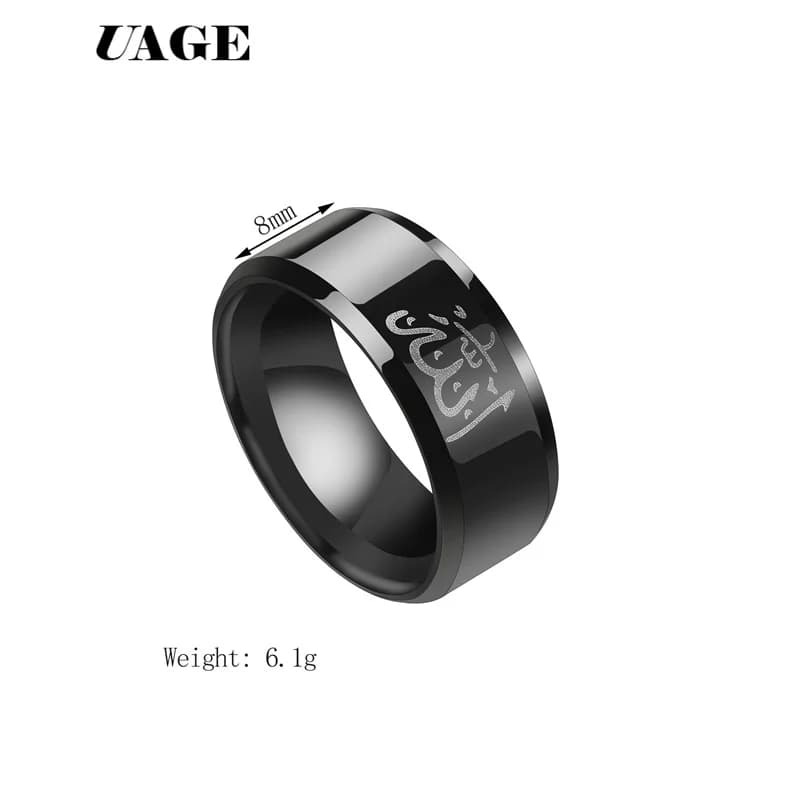 UAGE arabe islamique musulman religieux mâle anneau en acier inoxydable Allah prière anneaux pour femme homme bijoux