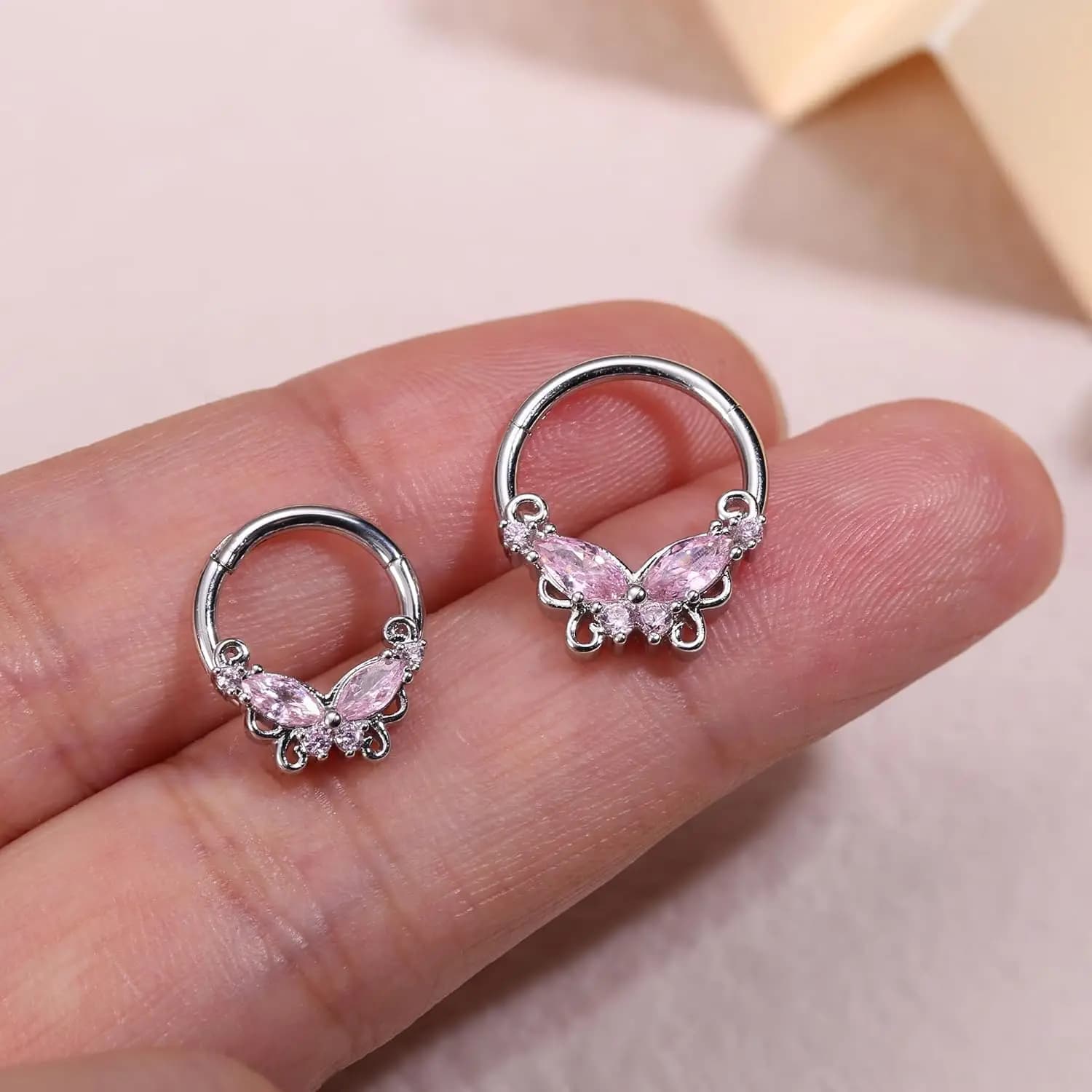 Florideco 8 pièces anneaux de Septum rose