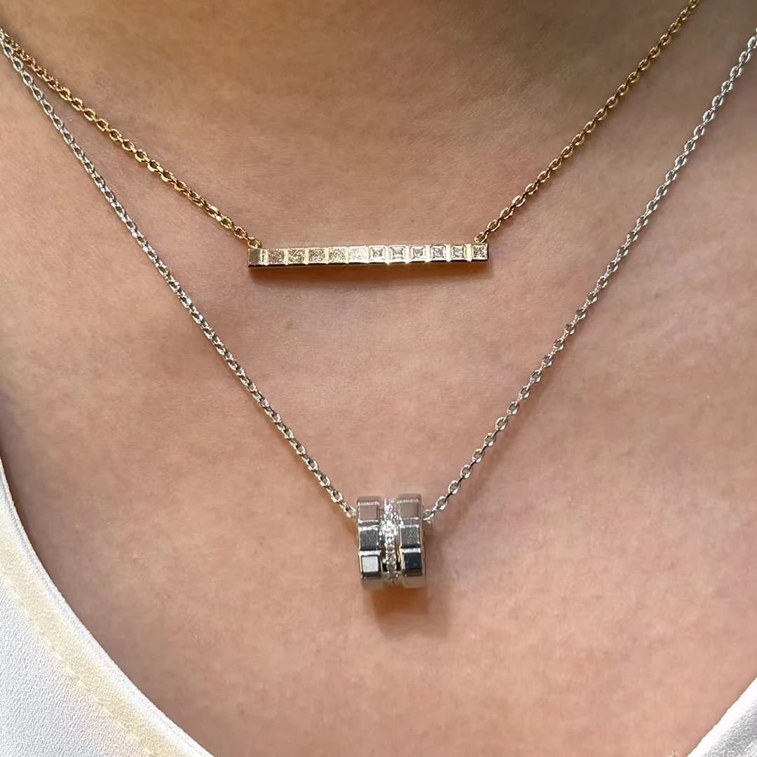 Collier pour femme en argent S925 avec pendentif en forme de bloc de diamant, pendentif circulaire, cadeau de vacances
