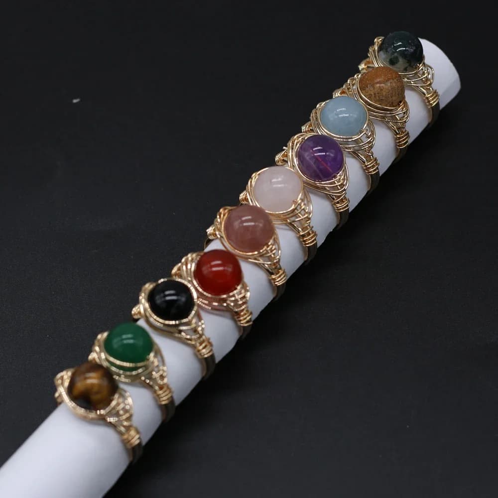 Bague en Pierre Naturelle Enveloppée de Fil