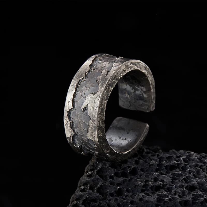 Bague Punk gothique ouverte réglable pour hommes, avec motif Rift Path, bijoux de déclaration créatifs pour un usage quotidien et de fête