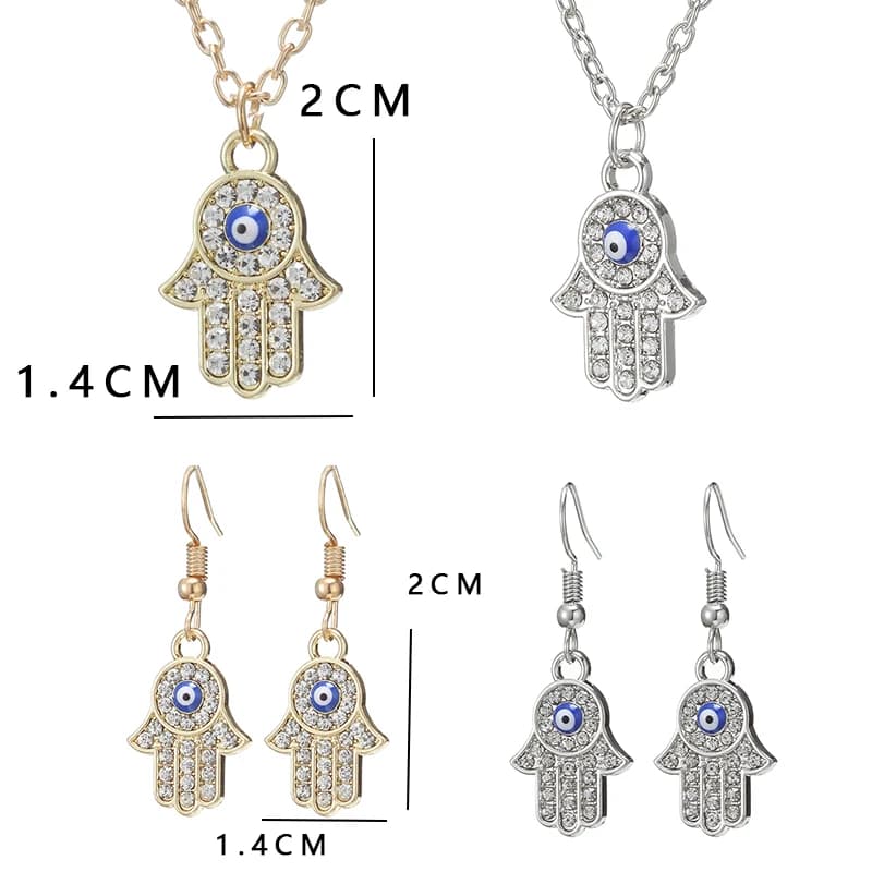 Collier en cristal main de fatma Hamsa turc pour femmes et hommes, colliers mauvais œil, clavicule en or, longue chaîne porte-bonheur