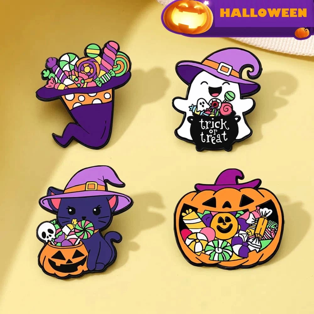 Broche squelette citrouille pour Halloween