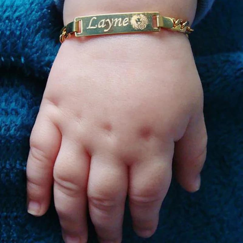 Bracelet Figaro JOSmooth avec Nom Personnalisé pour Bébé Garçon et Fille, Bijou de Sécurité, Couleur Or, ne se Décolore pas, 12cm à 15cm