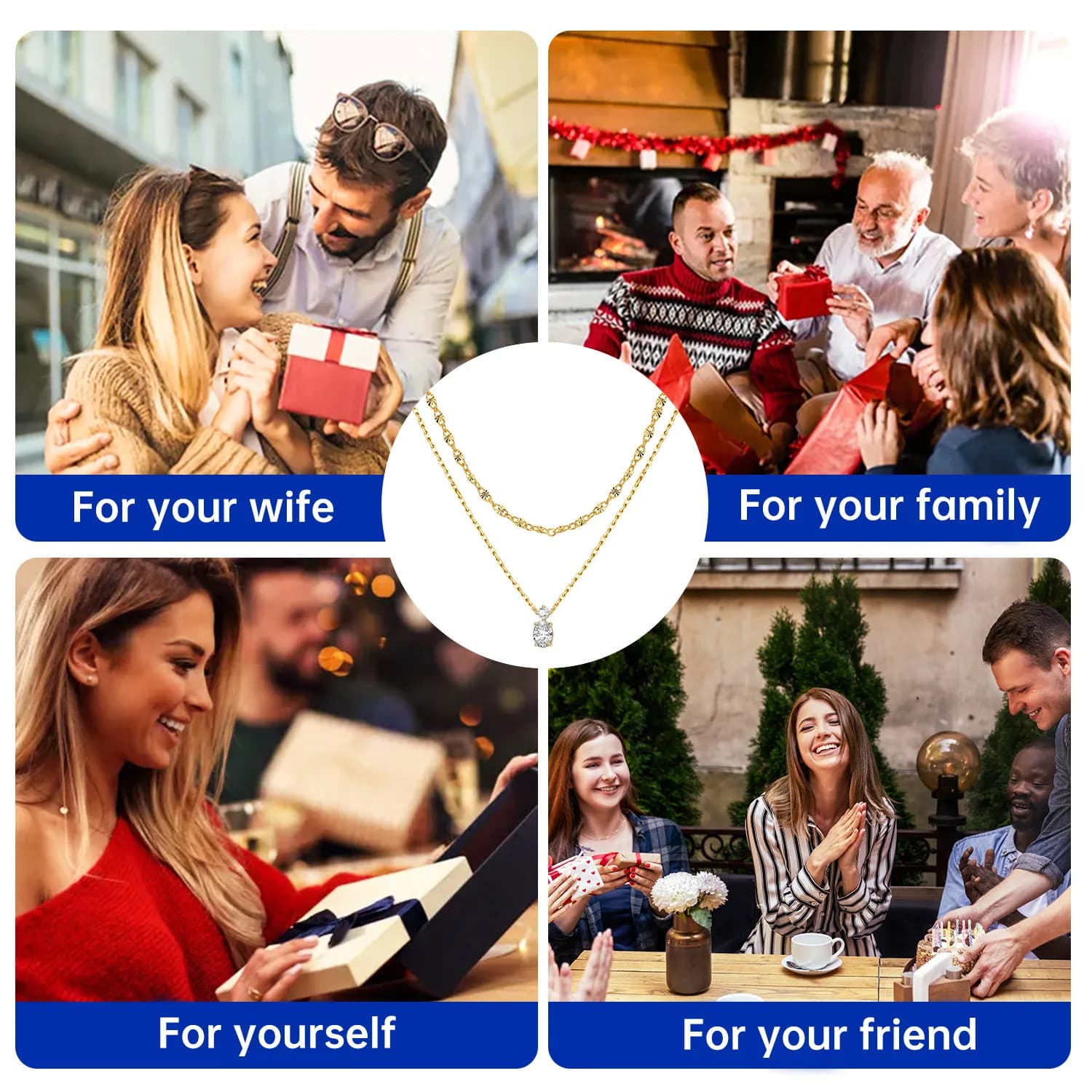 PANPOKI 925 argent Sterling exquis Zircon Double couche collier pendentif collier pour les femmes cadeaux d'anniversaire bijoux fins