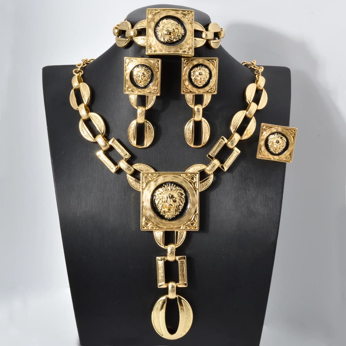 Ensemble de bijoux plaqués or pour femmes, bijoux de mariage africain indien dubaï, ras du cou de luxe, collier, Bracelet, boucle d'oreille, bagues de manchette