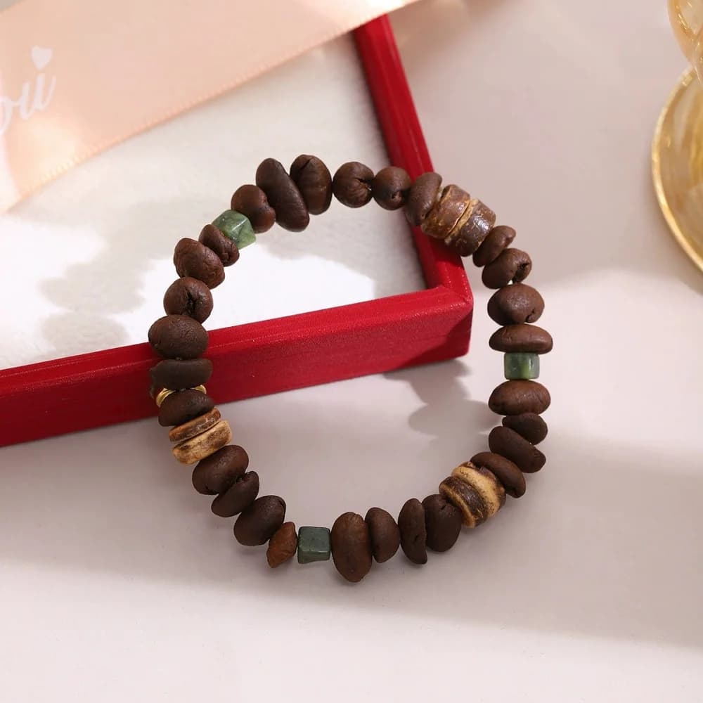 Nouveau bracelet de perles de café irrégulières avec luxe léger