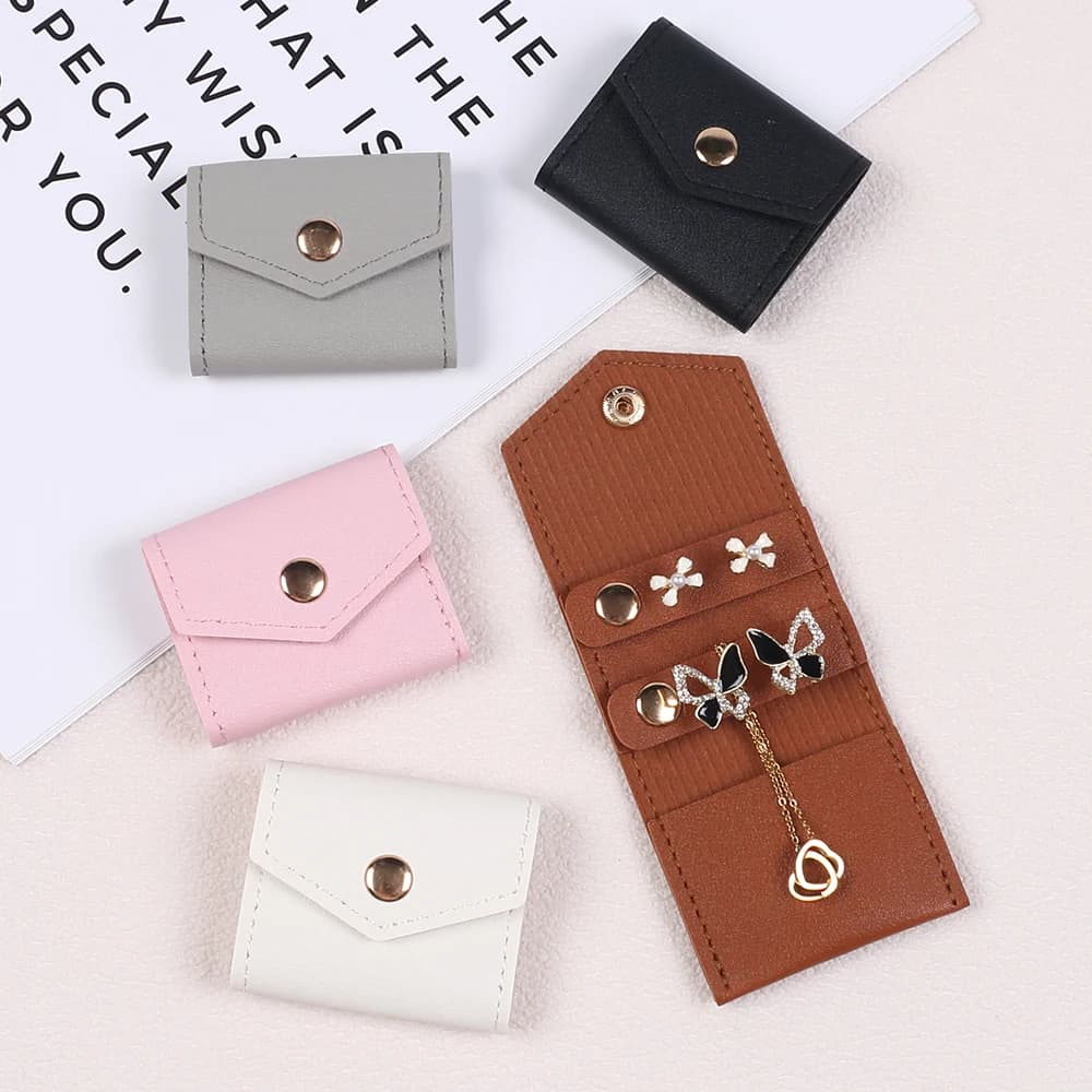Mini sac à bijoux avec boucle, pochette de rangement pliable pour bijoux de voyage, pour bagues, boucles d'oreilles, bracelets, colliers