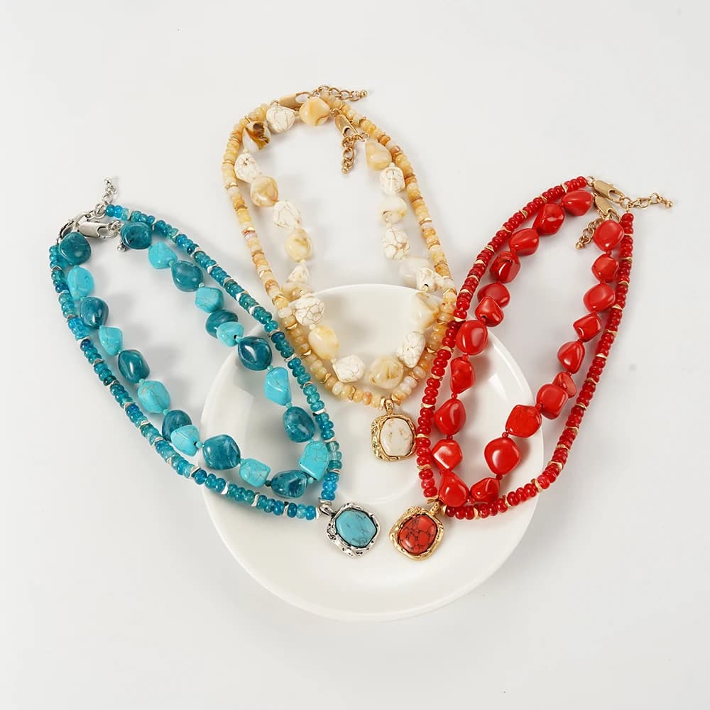 Collier de perles doubles, Design irrégulier Unique, bijoux à breloques, cadeau d'anniversaire, de vacances, pour femme et maman