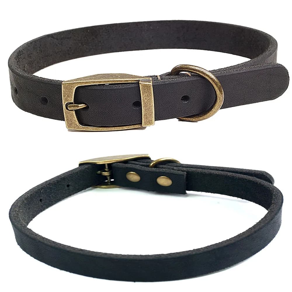 Colliers pour chiots en cuir véritable pour chiens de petite et moyenne taille, collier pour chien en cuir véritable souple avec boucle en métal solide, collier pour animaux de compagnie en cuir