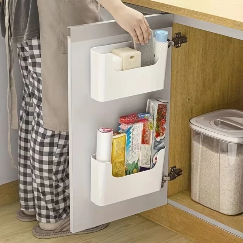 Armoire murale avec porte, boîte de rangement, conçue pour les crochets d'armoire pour film alimentaire, sacs de rangement, articles de toilette