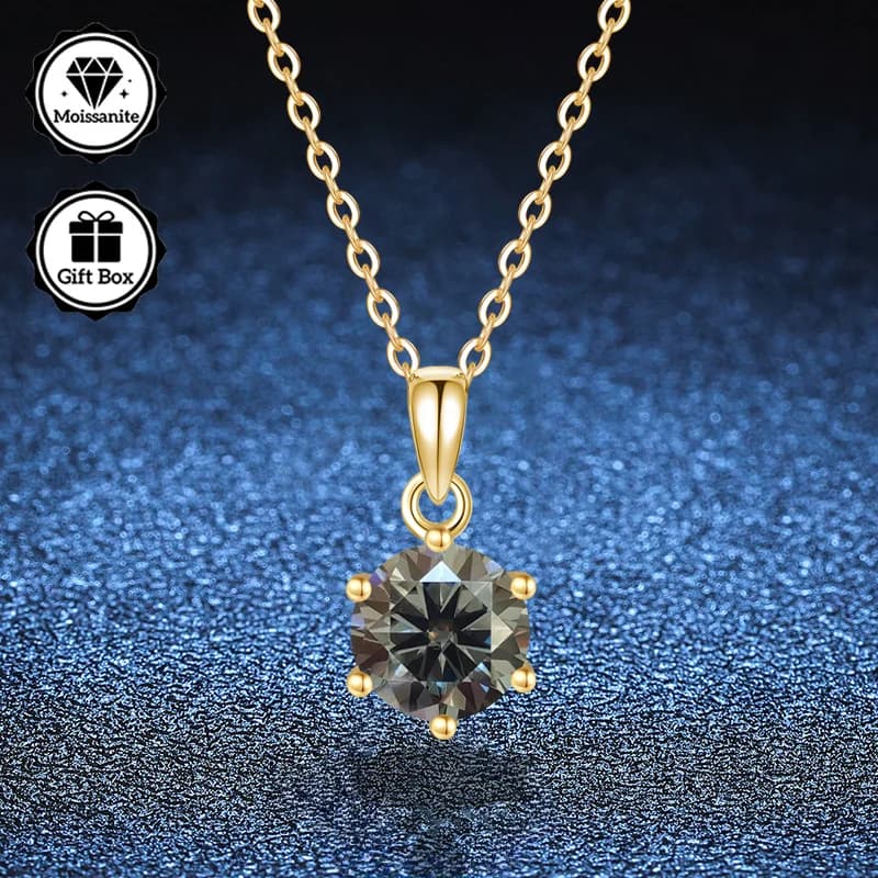 LAMVOICE bijoux pour femmes, collier moissanite 1 carat pour femmes, collier hypoallergénique, plaqué or, cadeau de noël