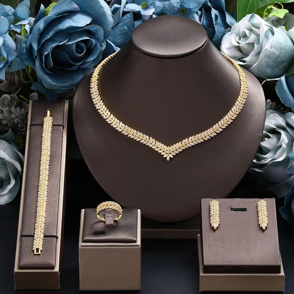 Ensemble de bijoux de mariée en zircone pour femmes