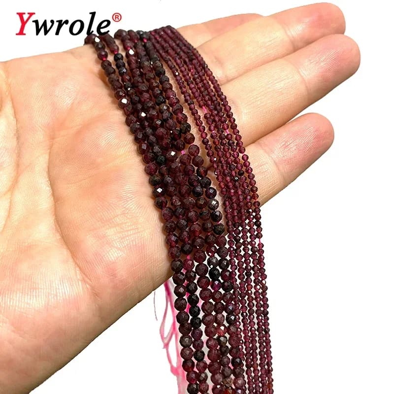 Perles en pierre de grenat rouge naturel 2 3 4mm, pierres précieuses rondes à facettes pour la fabrication de bijoux, accessoires de boucles d'oreilles et de bracelets à faire soi-même, 15''