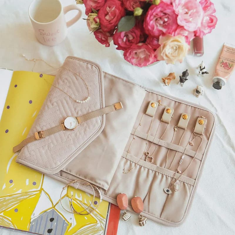 Rouleau de rangement pour bijoux de voyage - Pochette pliable pour bracelets