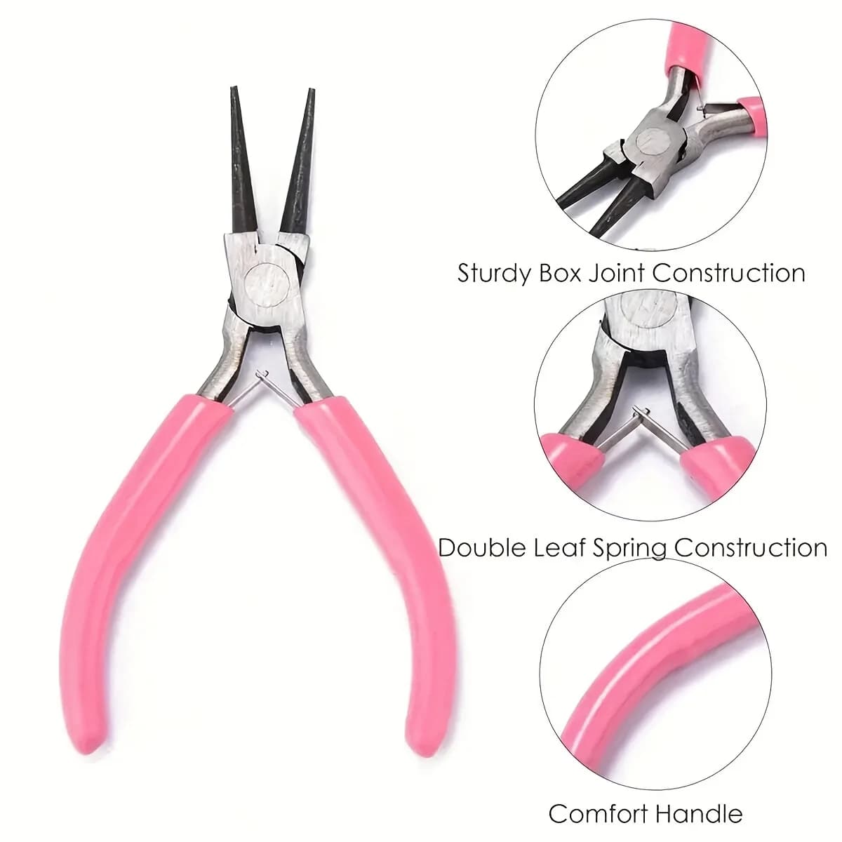 Kit d'outils de pinces à bijoux roses, comprend une coupe-fil rond à aiguille et une pince à nez incurvé pour la réparation de perles de bijoux, 5 pièces/3 pièces/2 pièces