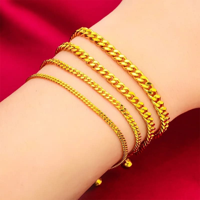 Bracelet pour femme en or 24 carats, bracelet en or véritable 999, cadeau pour petite amie, accessoires de bijoux en or