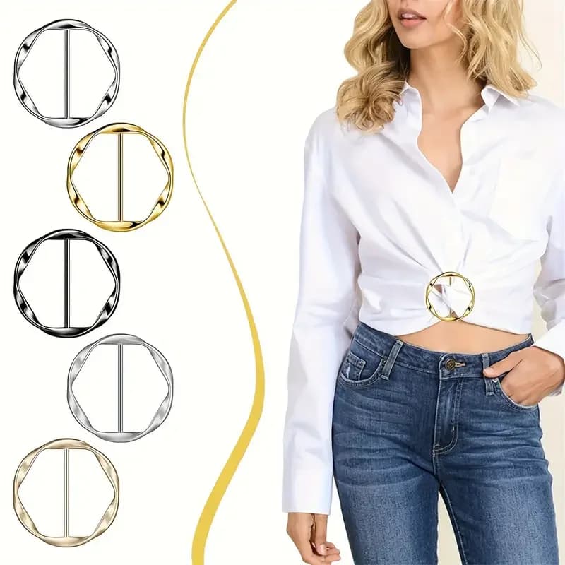 5 pièces/ensemble chemise polyvalente anneau boucle de ceinture ceinture et écharpe ajusteur ceinture mince accessoires de mode boucle d'écharpe