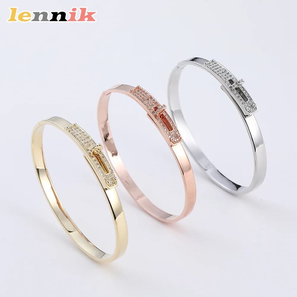LENNIK nouveau Bracelet de verrouillage, bijoux unisexe de luxe haut de gamme, tendance de la mode de Style Ins, polyvalent pour le quotidien/fête, cadeau parfait