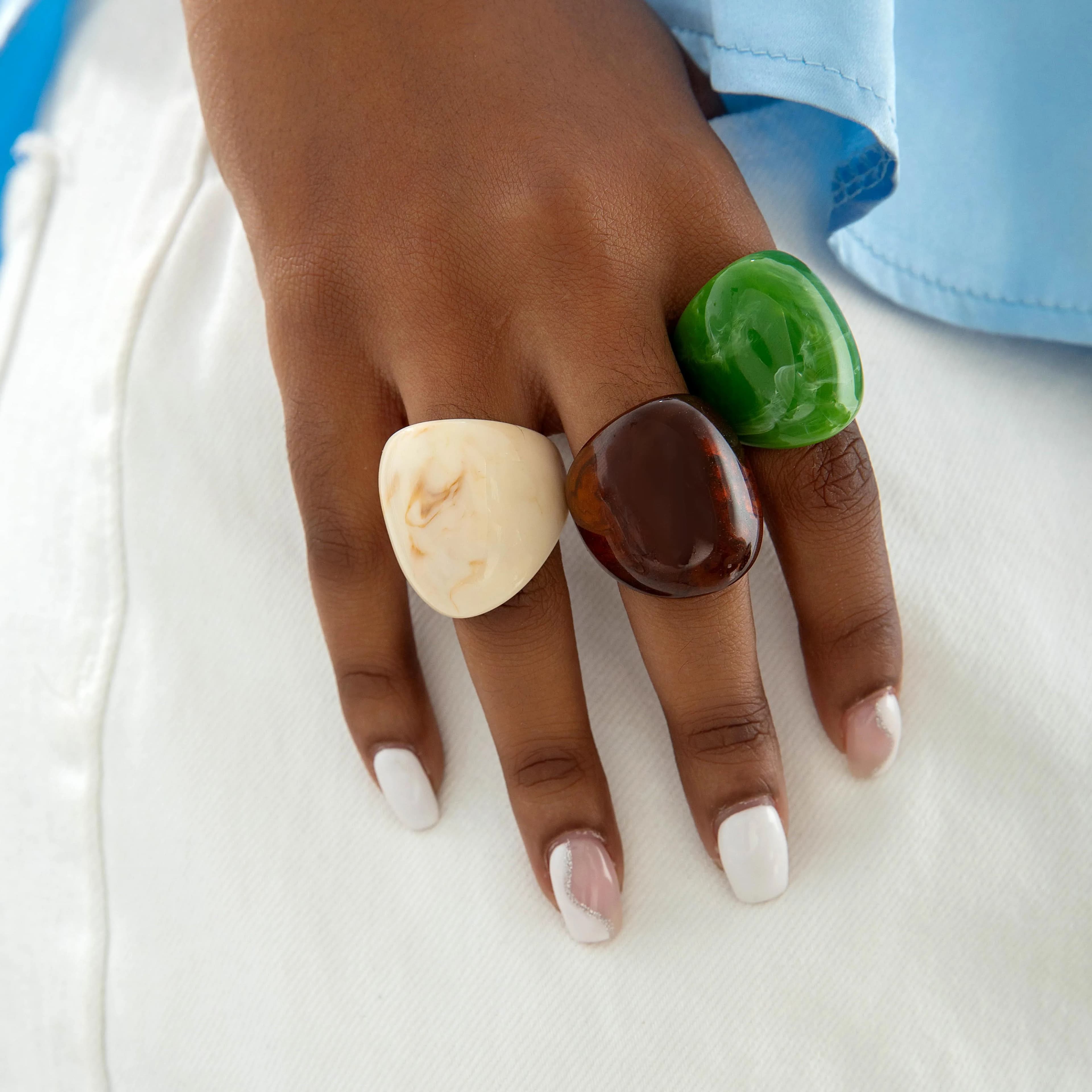 Tocona – bague bohème multicolore en acrylique avec bijoux à irrégularités géométriques, adaptée aux cadeaux quotidiens pour femmes