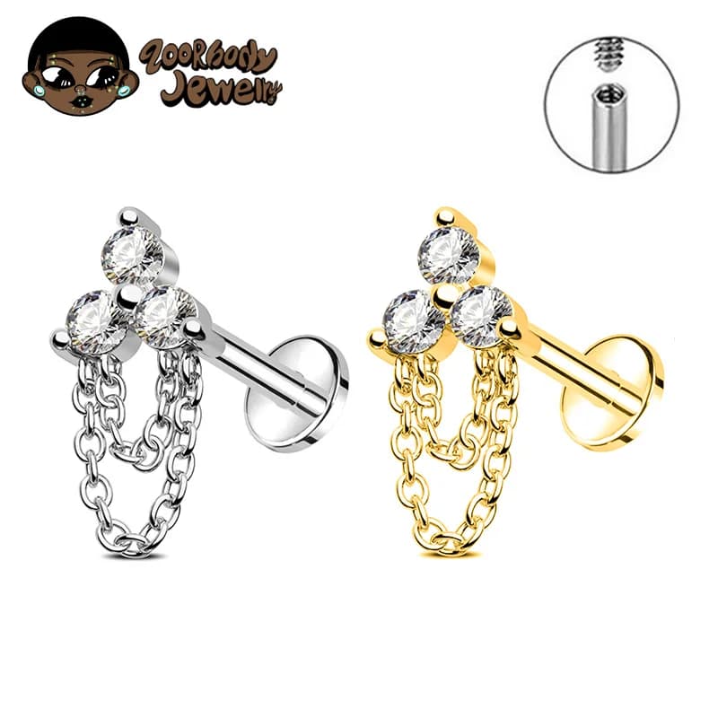 ASTM titane trinité chaîne pendentif Piercing Labret laboratoire Stud Tragus oreille