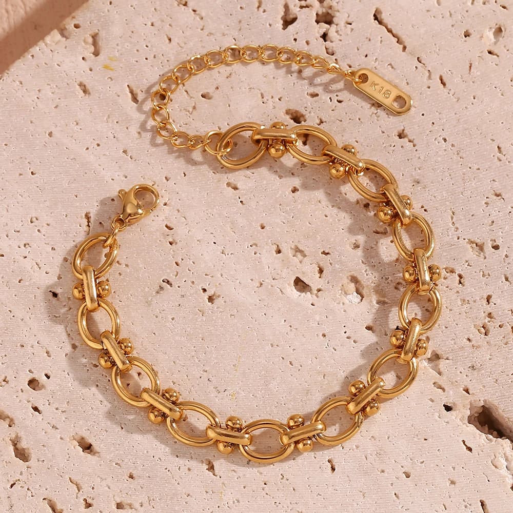 E B belle boutique officielle fleur ovale Bracelet chaîne fait à la main plaqué or 18 carats Bracelets à main pour femmes bijoux en acier inoxydable 316L