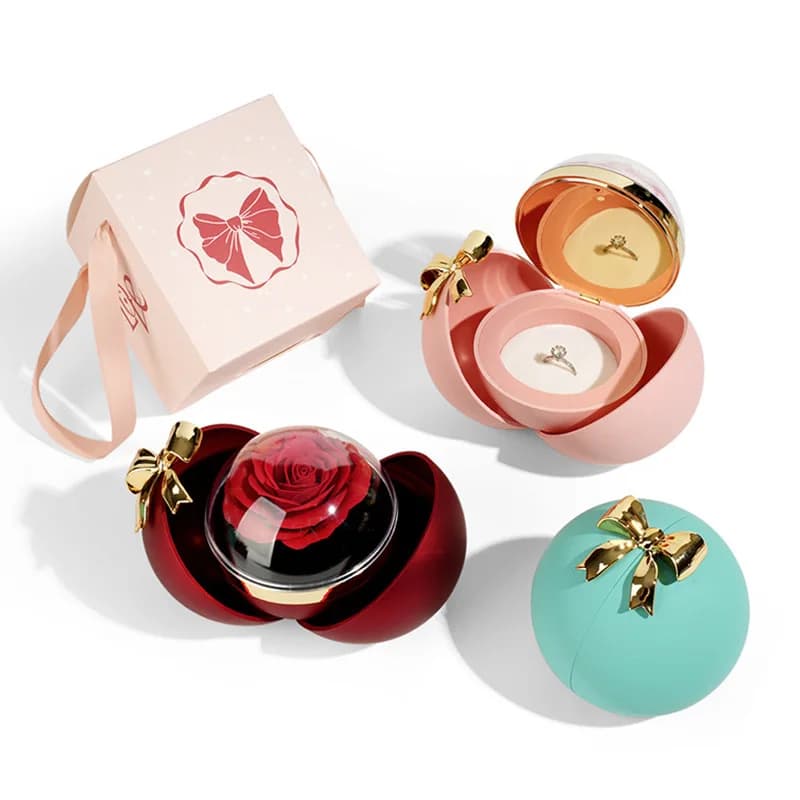 Boîte à bijoux sphérique à nœud avec Rose éternelle