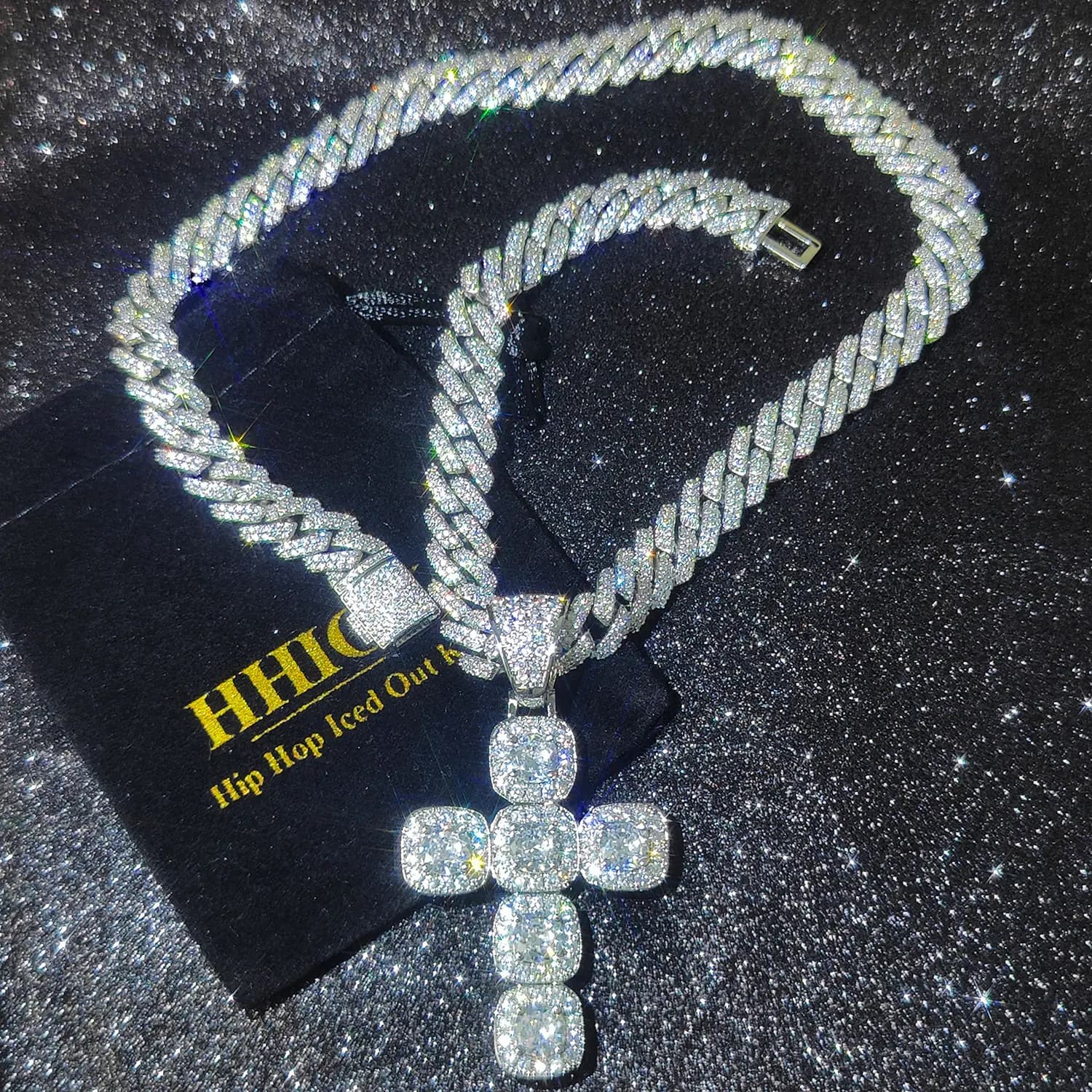 Collier en diamant glacé avec croix de jésus, chaîne de Tennis, pendentif en croix, foi religieuse, bijoux Hip-Hop, cadeau pour hommes et femmes