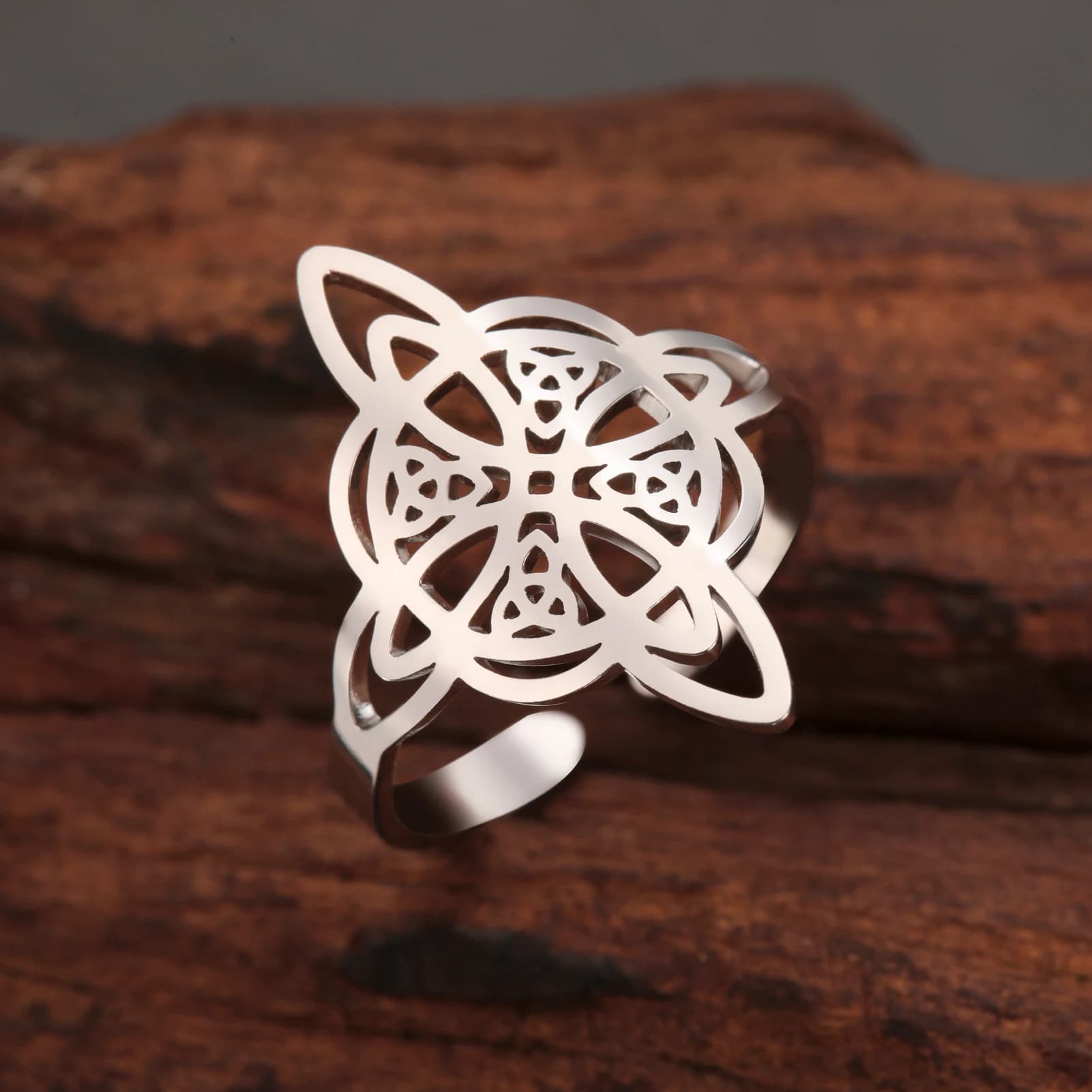 Bague à nœud celtique en acier inoxydable, ouverture réglable, bijoux Talisman de sorcellerie pour hommes et femmes, cadeau