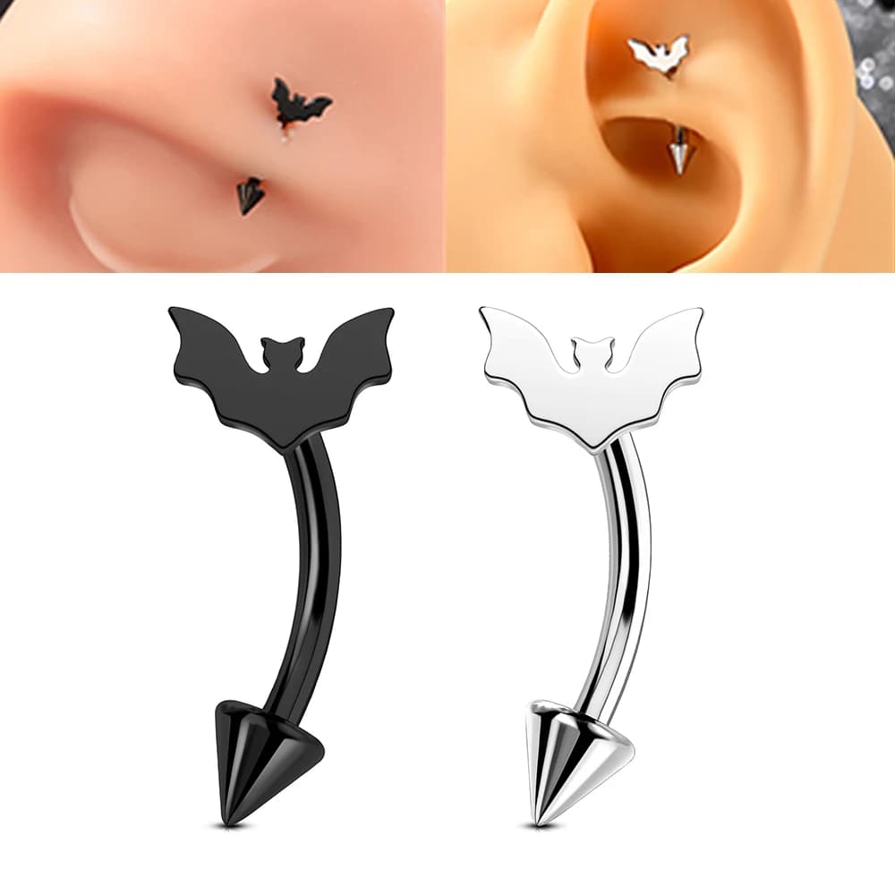 2 pièces 16G Bijoux de piercing pour femme : Anneau de sourcil Bat Rook