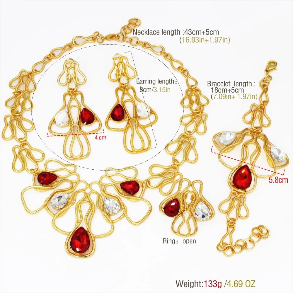 GZJPEI – ensemble de bijoux élégants pour femmes, pierre de Zircon rouge de luxe, grands bijoux pour amoureux, cadeau d'anniversaire, accessoires de mariage, nouvelle collection 2025